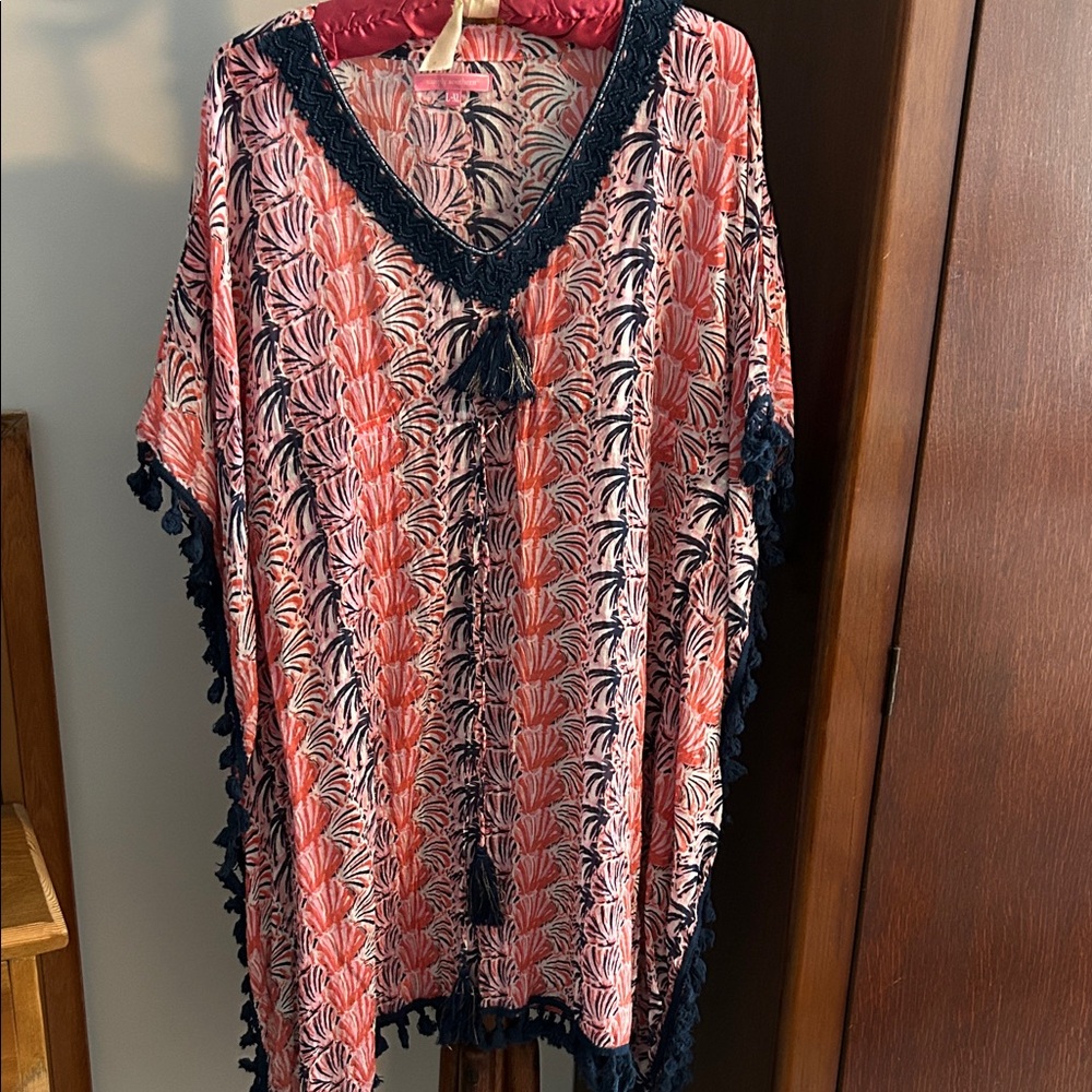 Simply Southern Coral and Navy Floral cover up